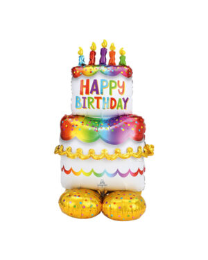 Folieballong: "Happy Birthday" - Cake - 127cm