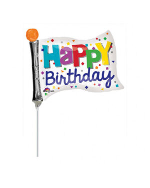 Folieballong: Happy Birthday Flag - 25 x 20cm