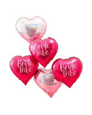 Folieballonger (5stk): Hjerter - "Bride Tribe" - 45cm