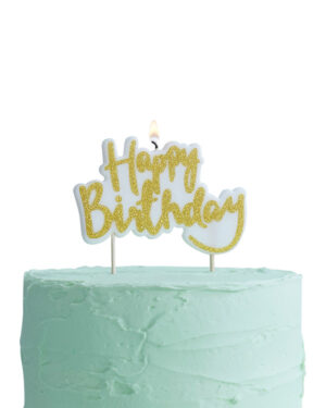 Kakelys: "Happy Birthday" - Gull - 10 x 7cm