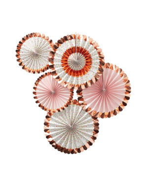Vifter (5stk): Blomster med rosegull kant - 38-28cm