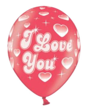 Lateksballong: "I Love You" - 30cm - Cherry Red - Per stk