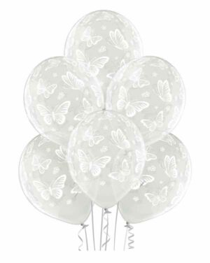 Lateksballonger (50stk): Sommerfugler - 30cm - Crystal