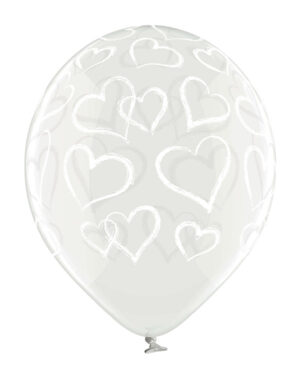 Lateksballong: Hjerter - 30cm - Crystal - Per stk