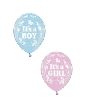 Lateksballong: "It's a Boy / Girl" - 30cm - Blå / Rosa (Pastel) - Per stk