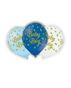 Lateksballong: "Baby Boy" med prikker - Flere farger - 30cm - Per stk