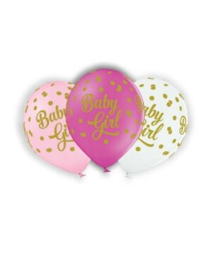 Lateksballong: "Baby Girl" med prikker - Flere farger - 30cm - Per stk