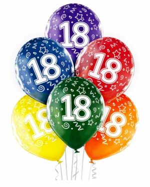Lateksballong: "18" - Flere farger - 30cm - Per stk