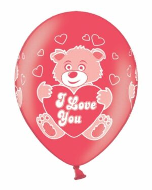 Lateksballong: Love Bear Cherry Red - 30cm - Per stk