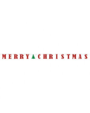 Banner: "Merry Christmas" - Rød - 365.7cm x 12.7cm