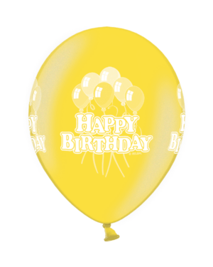 Lateksballonger (50stk): Happy Birthday Citrus Yellow - 30cm