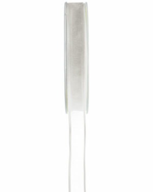 Bånd (Organza): Med Satin kant - Hvit - 20m x 6mm