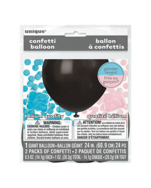 Lateksballong: Gendear Reveal - Ballong med Blå / Rosa Konfetti - 60cm