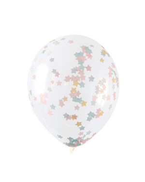 Lateksballonger / Konfettiballonger (5stk): Stjerne Assortert - Gjennomsiktig - 41cm