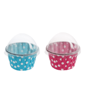 Muffinsform (6stk): Prikker - Rosa eller Blå - 3,7 x 6cm