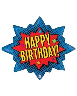 Folieballong: "Happy Birthday" - Stor stjerne - 81cm