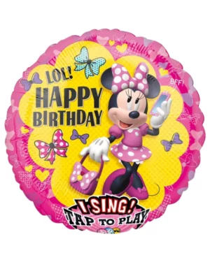 Syngende Folieballong / Folieballong med musikk: "LOL! Happy Birthday" Minni - 71cm