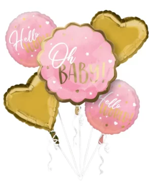 Ballongbukett: "Oh Baby" Foliebukett - Rosa