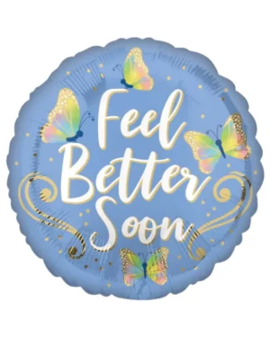 Folieballong: "Feel Better Soon" med sommerfugler - 45cm
