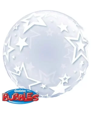 Bubbleballong: Gjennomsiktig med stjerner - Gjennomsiktig - 61cm