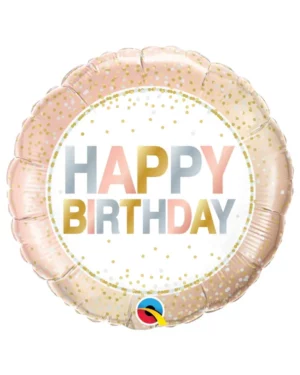 Folieballong: "Happy Birthday" - Fargerik med prikker - 46cm