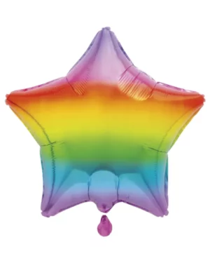 Folieballong: Regnbue stjerne - 45cm