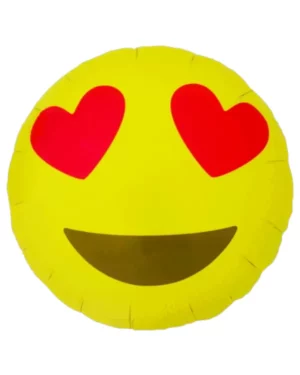 Folieballong: Emoji med hjerte øyne - Gul - 45cm