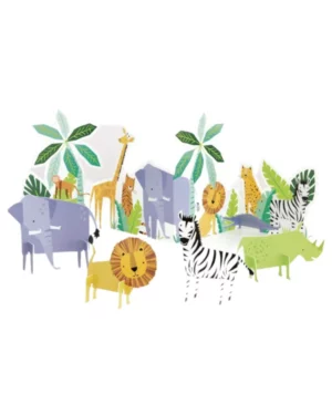 Borddekorasjon: Safari - Løve, Zebra, Elefant, Tiger, Neshorn, Ape