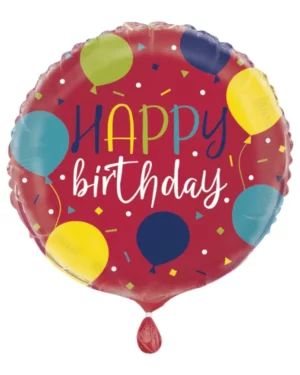 Folieballong: "Happy Birthday" - med ballongmotiv - Fargerik - 45cm