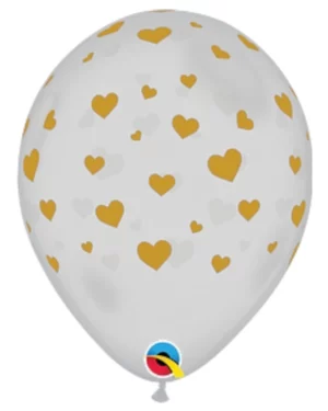 Lateksballonger (25stk): med hjerter - Gjennomsiktig - 28cm