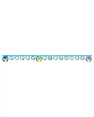 Banner / Girlander: "Happy Birthday - Baby Shark - Fargerik
