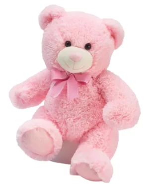 Bamse: Bjørn med sløyfe - Rosa og gull - 30cm
