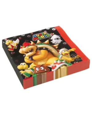 Servietter (20stk): Super Mario - Rød & Blå - 16,5 x 16,5 cm