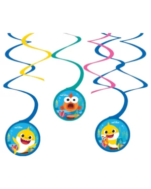 Hengende dekor / Swirls (6stk): Baby Shark - Flerfarget - 30/60cm