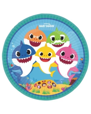 Tallerkener (8stk): Baby Shark - Flerfarget - 23cm