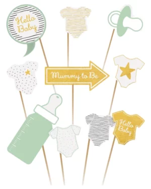 Fotoprops (10stk): 'Hello Baby'' - Flerfarget