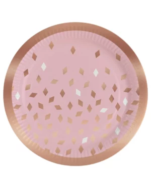 Tallerkener (8stk): med diamantformer - Rose & Rosa - 23 cm