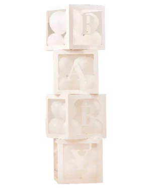 Pop up - Ballong box: Personlig tekst - "BABY" 30x30cm - Hvit - 30cm L x 30cm B