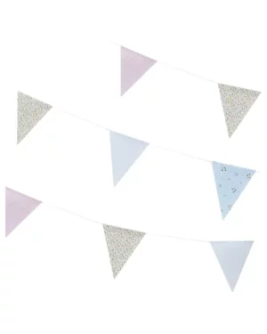 Banner / Girlander: Vimpler med blomster trykk - Hvit - 10m