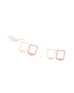 Girlander: Bilderammer - Storken - Rosa - 10,5x15cm