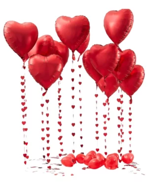 Folieballong (25stk): Hjerte - Valentinsdag ballonger med hjerte tassel - Rød - 45cm