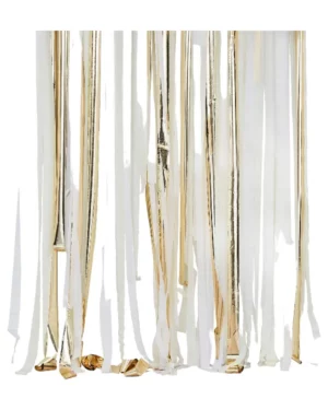 Backdrop: Gull metalisk party streamers (Gull og krem) - Gull - 4m