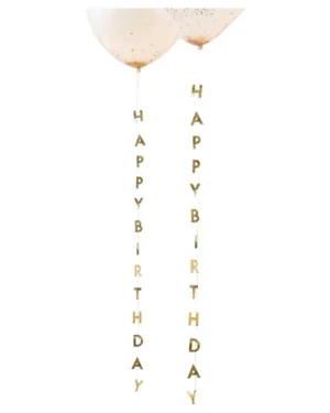 Konfettiballonger (5stk): Konfettiballonger med "Happy birthday" "Hale" - Hvit - 30cm