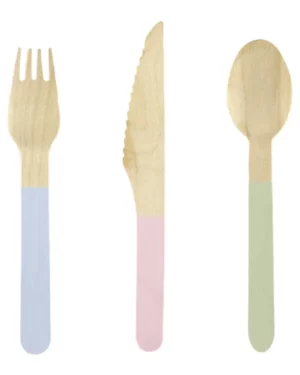 Bestikk (18stk): I tre - Flerfarget Pastel