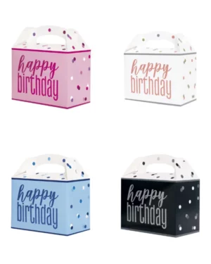 Gaveboks (6stk): "Happy Birthday" med prikker - Flere farger