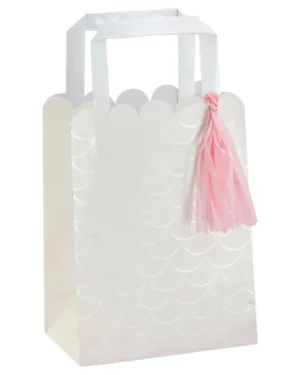 Gavepose / Godtepose (5stk): Iriserende skjeld - Havfrue - Iriserende - 20cm H x 15cm B