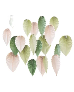 Hengende Dekor (25stk): Sage og krem palme backdrop - grønn - 30cm