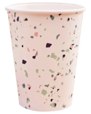 Kopper (8stk): Terrazzo Print - Rosa - 9cm H x 8cm B