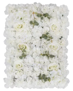 Backdrop: Fliser - Botaniske hvite roser med grønne blader - hvit - 60cm H x 40cm B