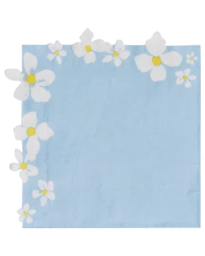 Servietter (16stk): Blomster pastel - Fargerik - 16,5cm